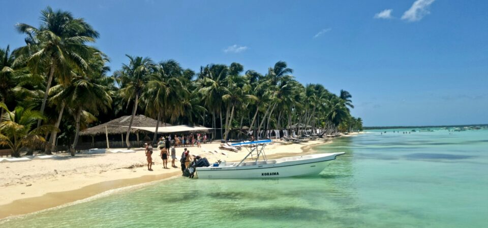 a boat on the beach, Saona island